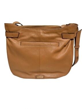 LODIS Tan Pebble Leather Shoulder Bag with Adjustable Strap